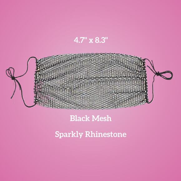 Sparkly Black Rhinestone Mesh Masquerade & Halloween Mask - Picture 2 of 4